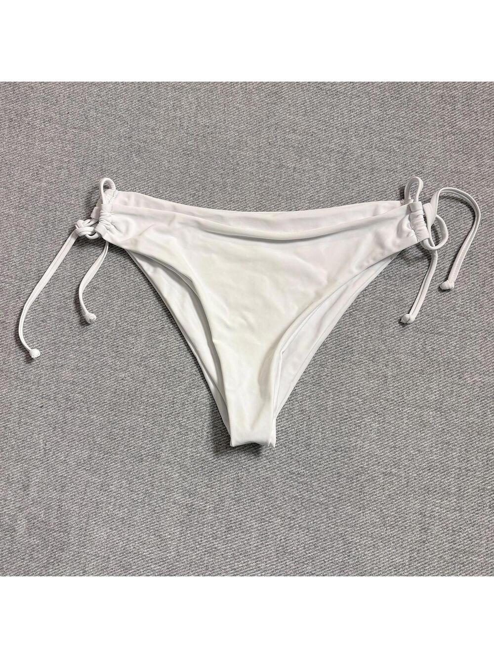 White Side Tie Bikini Bottoms Swimwear